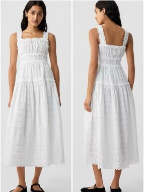 Gap x Doen Eyelet Midi Dress XXS White NWT New